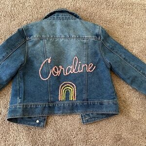 Kids Denim Jacket with Rainbow Embroidery